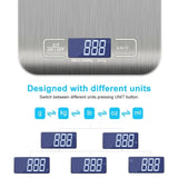 Báscula de cocina portátil de 5kg/10kg 1g Báscula electrónica para café Superficie de acero inoxidable LCD retroiluminada Báscula de alimentos para cocina Herramienta de pesaje